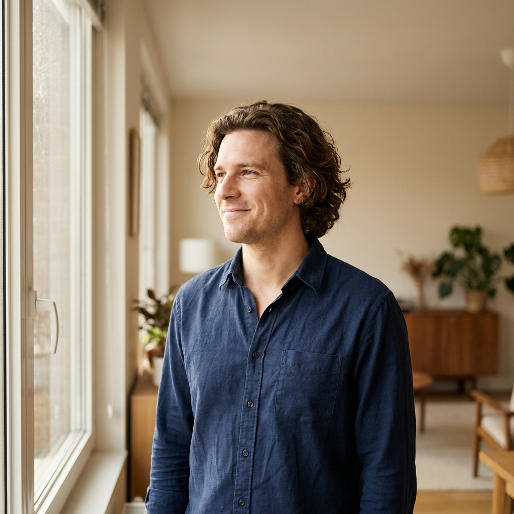 Confident man with healthy hair looking optimistic — how to get started with hair loss treatment Confident man with healthy hair looking optimistic — how to get started with hair loss treatment