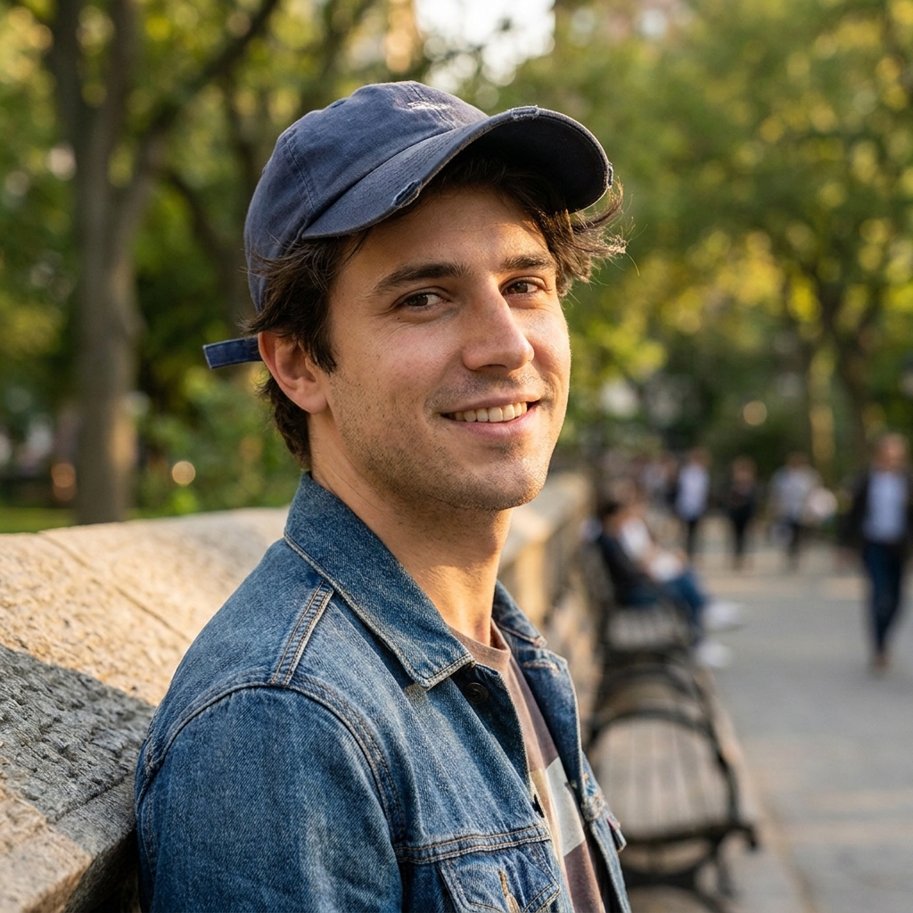 Man confidently wearing a baseball cap outdoors — does wearing a hat cause hair loss? Science says no. Man confidently wearing a baseball cap outdoors — does wearing a hat cause hair loss? Science says no.