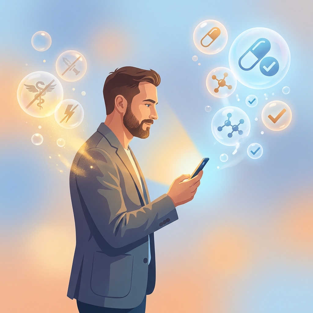 Illustration of a man discovering hair loss treatment myths debunked through science and evidence-based facts Illustration of a man discovering hair loss treatment myths debunked through science and evidence-based facts