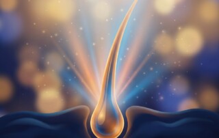 Illustrated hair follicle emerging and growing upward, representing the hair loss treatment shedding phase explained as a sign of regrowth