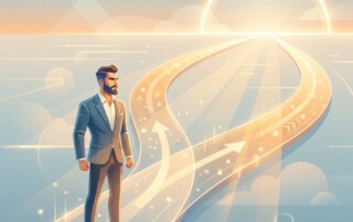 Man choosing between hair transplant vs medication treatment paths, both leading toward the same confident outcome