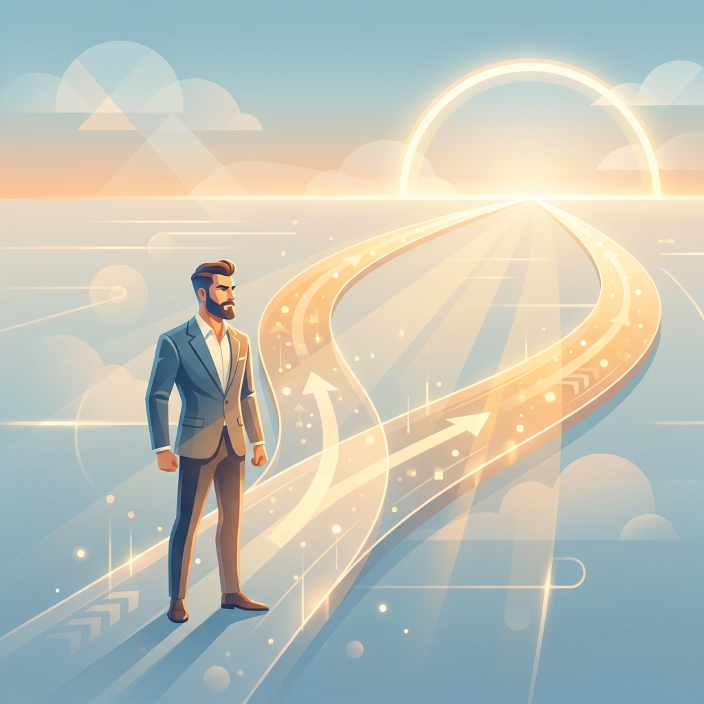 Man choosing between hair transplant vs medication treatment paths, both leading toward the same confident outcome Man choosing between hair transplant vs medication treatment paths, both leading toward the same confident outcome