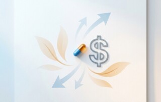 Illustration showing hair loss medication capsule with cost concept elements, representing affordable treatment options in 2026