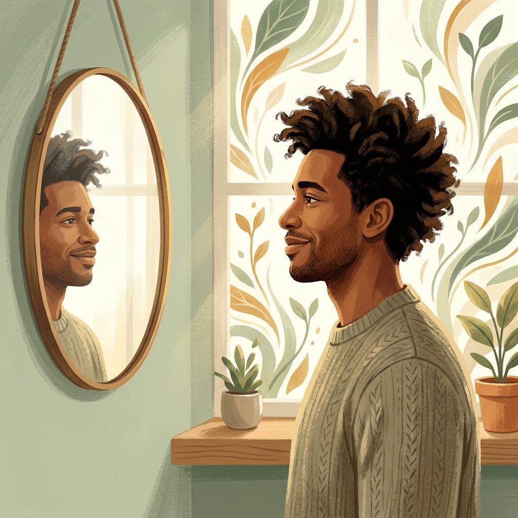 Man confidently examining new hair growth after treatment photos show real regrowth progress month by month Man confidently examining new hair growth after treatment photos show real regrowth progress month by month
