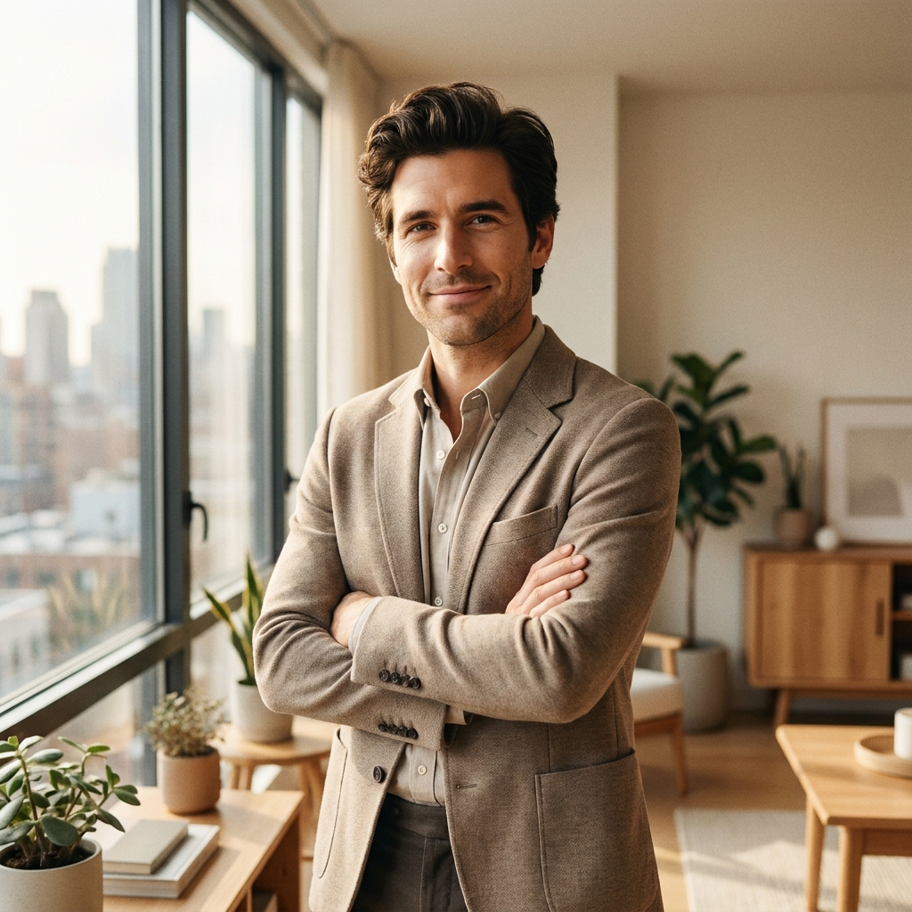 Confident man with healthy hair representing androgenetic alopecia treatment for men Confident man with healthy hair representing androgenetic alopecia treatment for men