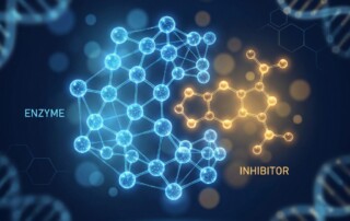 Stylized illustration of molecular enzyme pathways representing dutasteride vs finasteride hair loss treatment science