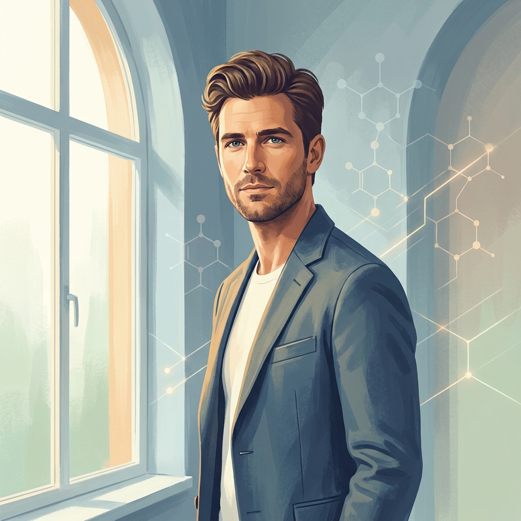 Confident man with healthy hair representing effective DHT blocking hair loss treatment results Confident man with healthy hair representing effective DHT blocking hair loss treatment results
