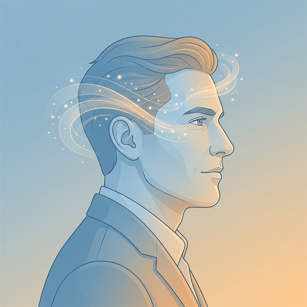 Confident man in profile representing hair loss at temples men treatment and hairline restoration
