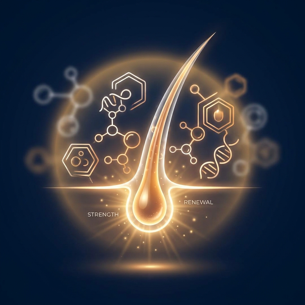 Stylized illustration of a protected hair follicle representing DHT blocker efficacy reviewed for Simply Revival DHT Blocker