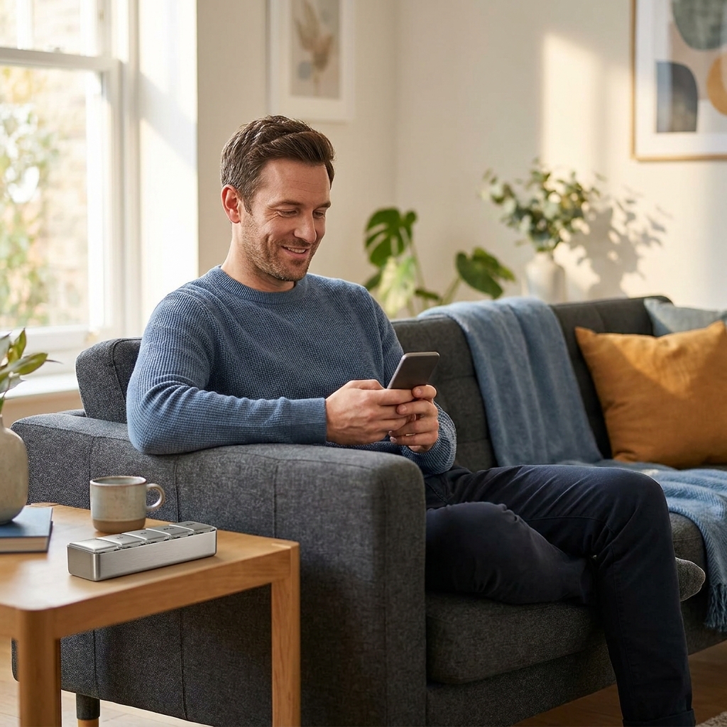 Man using telehealth on smartphone for hair loss consultation, representing telehealth nurse job growth speeding up care Man using telehealth on smartphone for hair loss consultation, representing telehealth nurse job growth speeding up care