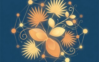 Abstract illustration representing what is a natural DHT blocker through botanical and molecular imagery