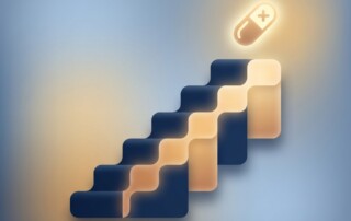 Illustration of ascending steps symbolizing hair regrowth prescription medication strength tiers
